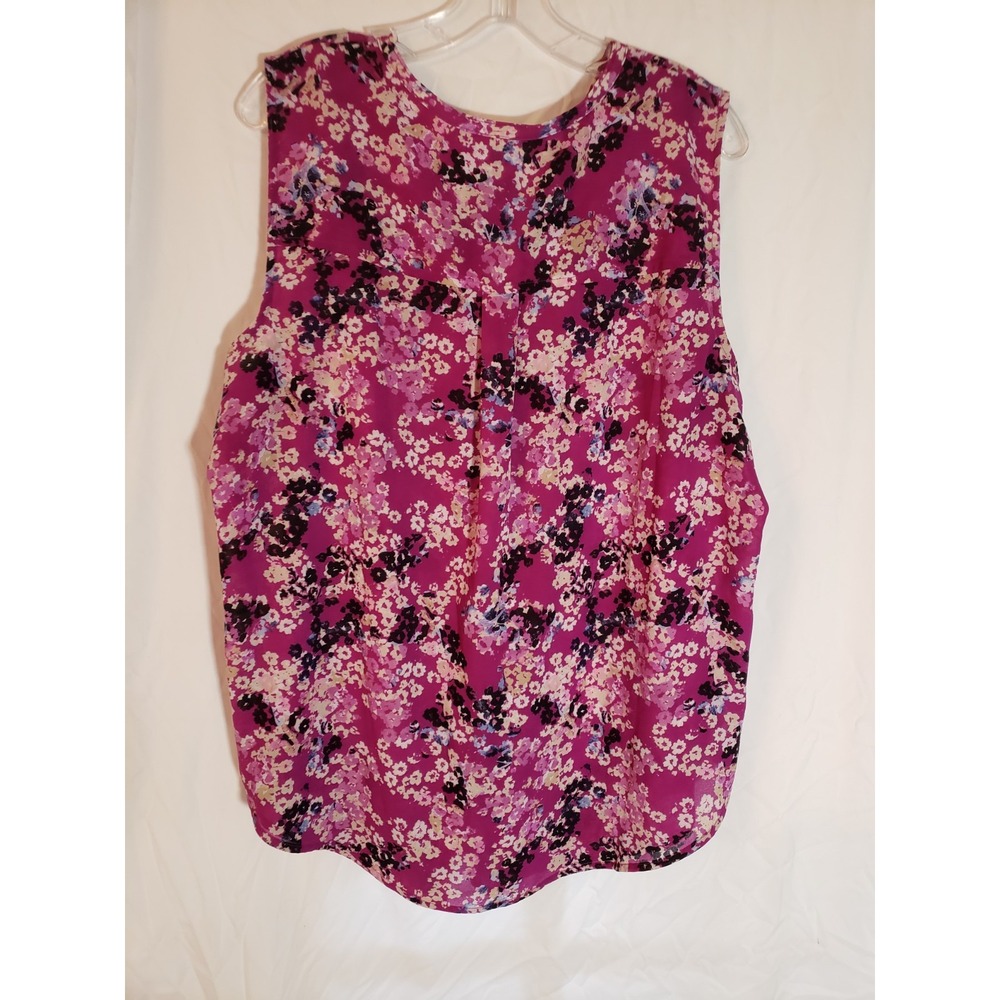 Women's Liz Claiborne Purple Floral Sleeveless Top Size 1X - Picture 2 of 3